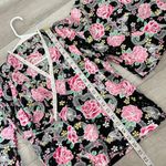 Japanese Floral Top wrap tie womens Black Pink (medium) maximalist streetwear Photo 3