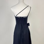 Farm Rio NWOT  Linen Blend Black One Shoulder Bow Smocked Wrap Maxi Dress Sz M Photo 8