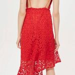 Topshop Red Floral Lace Plunge Asymmetrical Dress Photo 1