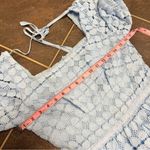Amy Lynn Blue Crochet Lace Heart Shapes Puff Sleeves Tiered Mini Dress Small S Photo 9