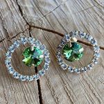 Handcrafted earrings with peridot and clear Swarovski crystals super sparkly Green Photo 0