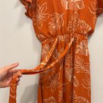 Sienna Sky  Orange Floral Midi Dress with pockets Photo 1