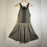 Parker Women’s Metallic Candace Fit Flare Knit Dress Black/Gold Sleeveless Sz L Photo 5