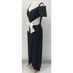 Vintage Maxi Dress Satin Bow Front Bodice Off Shoulder Sleeves Black Womens M Size M Photo 4