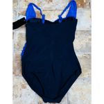 Aqua Green NWT  Sapphire Blue & Black Runched One Piece Modest Swimsuit Small Photo 1