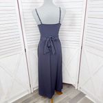 Jennifer Lopez Faux Wrap Draped Front Tie Waist Knit Maxi Dress Blue Grey Medium Photo 3