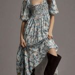 Anthropologie By Short-Sleeve Smocked Babydoll Midi Dress Size XL B32 Photo 3