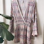 l*space L* Boho Bell Sleeve Romper Purple Pink Beige Medium Photo 0