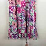 Fate Women Frances Floral Pleated Skirt Dress Sz L Puff Sleeve Colorful Feminine Pink Size L Photo 5