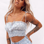 Princess Polly Benita Floral Crop Top Blue Size 8 Photo 0