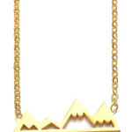 Boutique NEW Yellow Gold Plated Snowy Mountain Bar Pendant Necklace,‎ 16-18” Photo 0