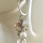 Silver tone dangling bead hoop earrings Photo 2