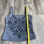 EXPRESS Y2K Grunge Gray Embroidered Cut Out Tank Top Design Punk Rock Biker Tiny Photo 2