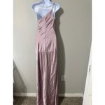 REVELRY Jade Satin One Shoulder Ruched Satin Maxi Dress Mauve Size 0 Pink Photo 3