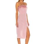 LPA  | Astrid Ostrich Feather Dress Pink Midi Slit Revolve XS Photo 9