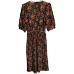 Vintage Breli II Dress Navy Blue Red Floral Size M Lace Collar Midi Belt Pleated Size M Photo 1