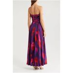 Hutch Sabina Floral Tiered Plissé Gown in Purple Brushstroke Size US 6 Photo 2