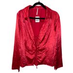 Free People Star Eyes Crinkle Satin Top - Retro Red M Photo 1