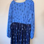 Eloquii  Blue Floral Peplum Midi Dress Womens 20 Long Sleeve Modest Casual Boho Photo 7
