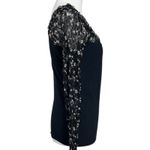 Free People  Dainty Coquette Scoop Neck Josie Long Lace Sleeve Top Black Medium Photo 7