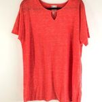 Woman Within  Top T Shirt Slub Knit Keyhole Short Sleeve Orange M 14/16 Photo 0
