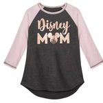 Disney Parks Disneyland NWT Raglan Baseball Rose Gold Mickey Mom T-Shirt XS Photo 0