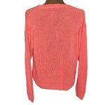 J.Crew linen neon pinky orange v-neck relaxed loose knit beach sweater size S Photo 1