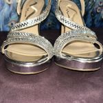 Nina  Size 8 Silver Strappy Chunk Heels Photo 5
