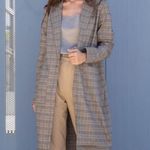Irene’s Story Umber Oversized Plaid Striped Fall Winter Trench Coat Jacket Multiple Photo 2
