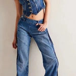 We The Free Free People  Moonlit Moto Slim Bootcut Jeans NWT Photo 0