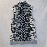 Carlisle  Collection NWT Zebra Print Cotton Silk Sleeveless Turtleneck Sweater Photo 5