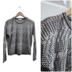 Parker  Simon Houndstooth Mesh Panels Pullover Sweater Size Small Photo 1