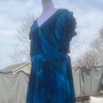 Tropical maxi wrap dress size XL ruffles cap sleeve vacation flowy Blue Photo 11