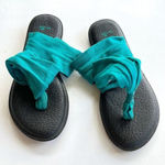 Sanuk Womens Yoga Sling Thong Sandals Blue Turquoise Fabric Heel Strap 7… Photo 0