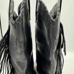 Vintage ACME Women's Dress Western Side Fringe Star Boots Size 6 Black Leather Photo 9
