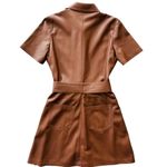 NANUSHKA Halli Vegan Leather Shirt Dress In Brown Size Small Belted Short Sleeve Photo 8