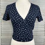Brandy Melville  Cottage Floral Wrap Top Navy/White-OS Photo 0