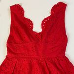 LULUS Romantic Red Eyelet Lace Midi Dress XS Photo 1