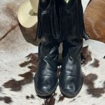 Vintage Black Real Leather Fringe Cowboy Boots Festival Rave Burning Man A21 Size 7 Photo 3
