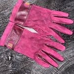 Vintage Blumarine Leather/Suede Gloves Sz S Red Photo 4