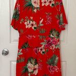 Skies Are Blue Floral Cut Out Tropical Red Hibiscus Dress - XL Photo 3