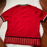 Red black gold trim short sleeve Crewneck sweater Size M Photo 1