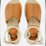 ZARA  LEATHER FLATFORM SANDALS SIZE 7.5US BROWN Photo 2