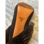 Prada  Black Suede Ruffle Accent Ankle Boots Heels Size 37.5 -7.5 -8 Italian Photo 5