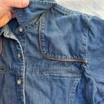 Telluride Clothing Co Denim Jean leather piping accent button up shirt Blue Size M Photo 2