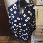 CAbi  5705 white poppies navy flowy button down XXS oversized shirt Photo 1