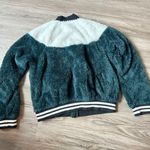 Nike Sherpa Bomber Varsity Fleece Jacket Green Black White Size M Photo 6