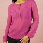 Bebe Womens Size S Sheer Chiffon Collarless Blouse Photo 4