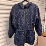 Carole Little Quilted Dark Navy Jacket, Women's Small Medium with Metal decor Blue Photo 0