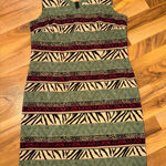 Kathie Lee Collection Vintage animal‎ stripe neck slit midi dress size 14 zebra tribal African light Photo 0